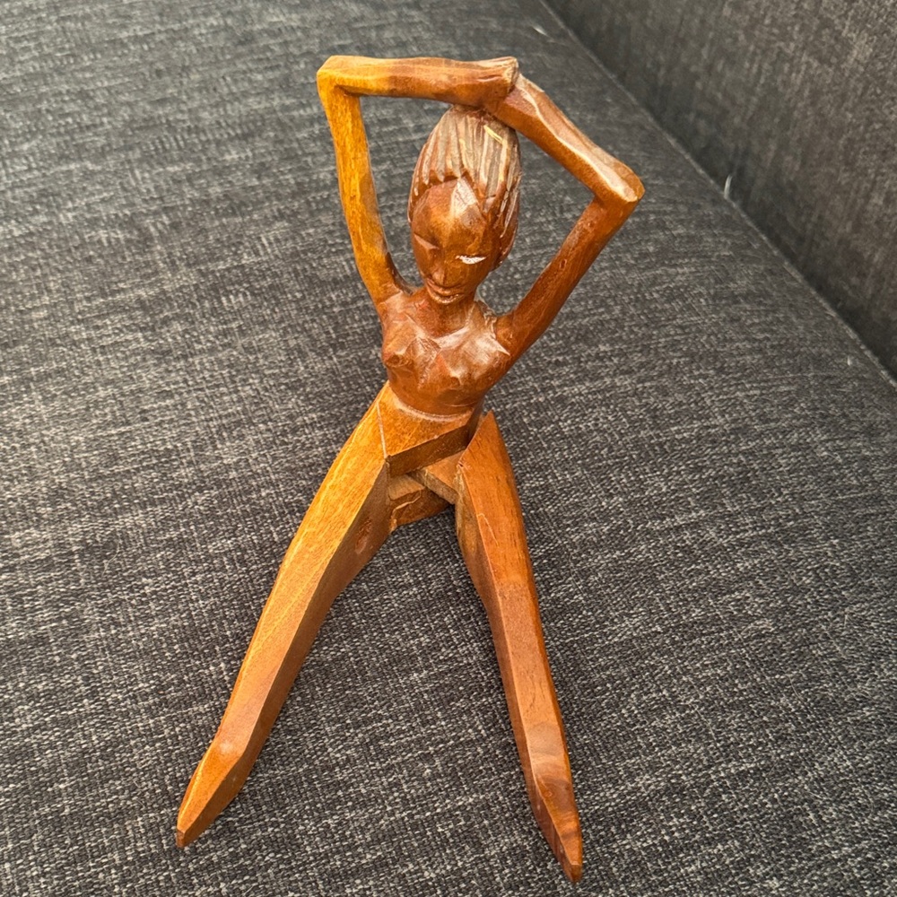 Vintage teak nutcracker lady